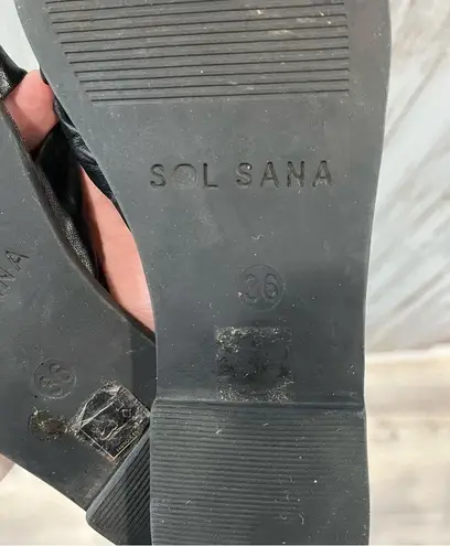 Sol Sana Black Leather Paradise Slide Sandals