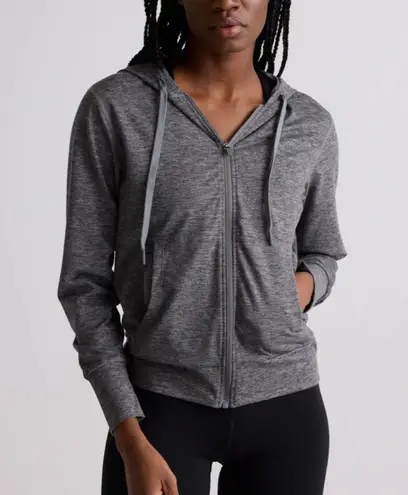 Quince Flowknit Full Zip Hoodie in Heather Gray Size Medium