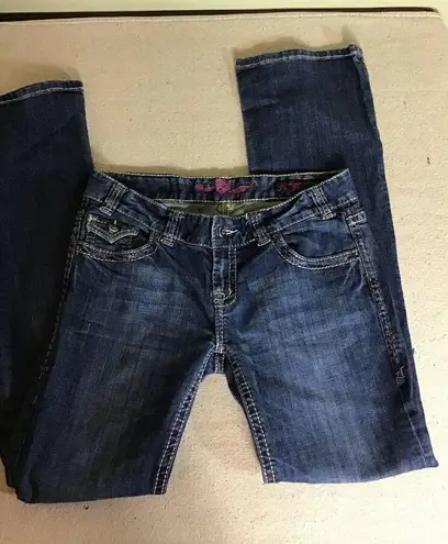 Rock & Roll Cowgirl Women Jeans Sz.29x34 Blue Bling Pocket Cowgirl Rodeo Western