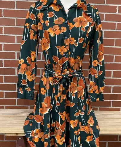 Handmade Poppies Flowers Dress Retro Vintage Orange Poppy Hippy Floral Mod MCM