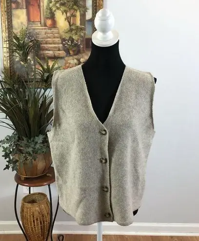 Rafaella Eddie Bauer Outdoor Outfitters Women Sweater Vest 100% Wool Open Front 4 Buttons