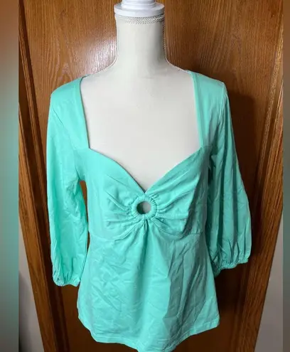 Boston Proper teal blouse size large