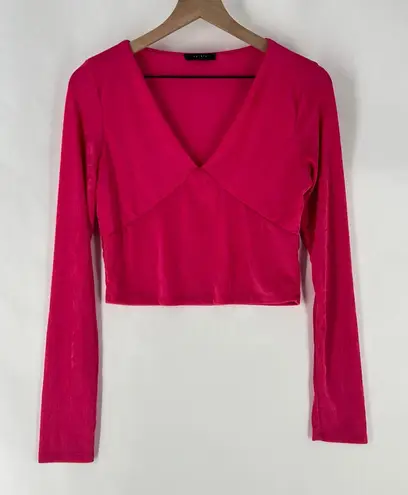 21 Saints Slinky Stretch Elegant Pink Womens Long Sleeve V