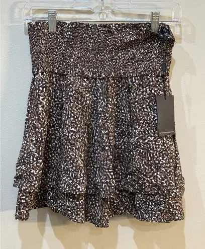 Rails Addison Chestnut Abstract Animal Skirt Size Small Smocked Tiered