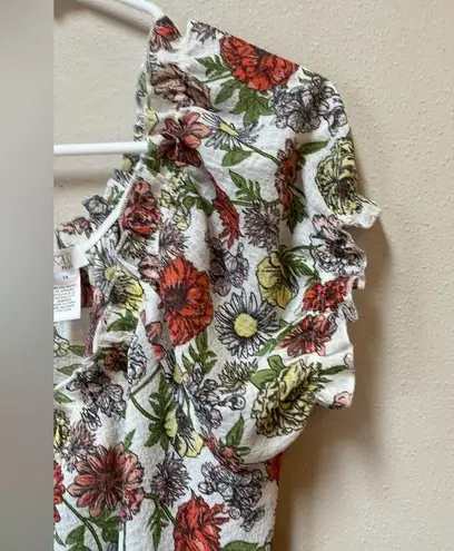Planet Gold 2/$12 Women’s Plus Orange Floral Print Ruffle Loose Fit Blouse 1X
