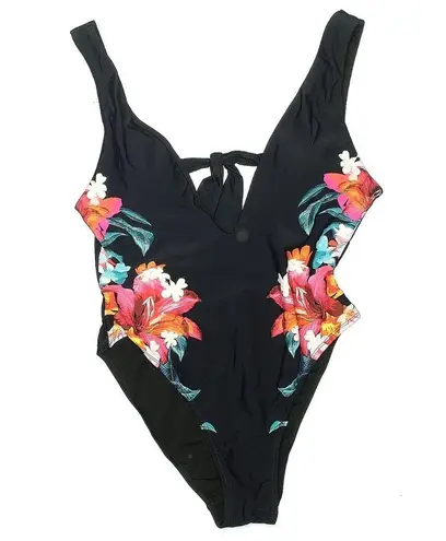 Ashley Graham x Swimsuits For All Black Pink Floral One Piece Swimsuit Size 6 S