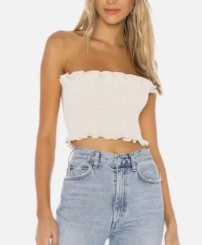 Capulet Smocked Crop Top penelope halter womens Beige (medium) feminine girly