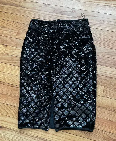 Say What? Say What? Sequin vintage y2k Diamond Mermaid Pattern Fish print Party Cocktail Zip Women's Black Midi Pencil Skirt Sz M