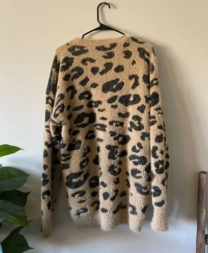 Vestidos Tan Black Cheetah Print V Neck Cardigan size S