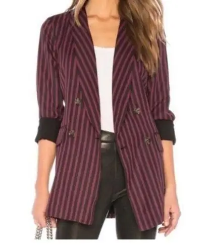 L'Academie L’Academie Revolve | Women’s Double Breasted Blazer. ~ Navy/Burgundy Stripes | S