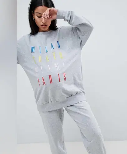 NWT ASOS Maternity Lounge City Oversized Sweatshirt Milan Tokyo Miami Paris Gray Size undefined