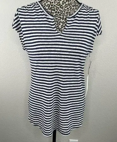 Caslon Navy/White Stripe Linen Blend Cap Sleeve Lightweight Tunic Top XXS NWT