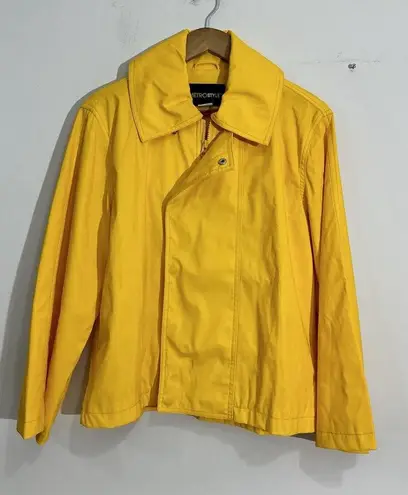 Womans Metro Style Yellow Cropped Zip Up Windbreaker Small
