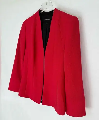 Lafayette 148  New York Red Tara Seamed Scuba Zip Front Jacket Blazer Size 10