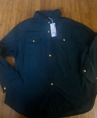 Dokotoo Womens Corduroy Shirts Casual Button Down Blouses Long Sleeve Oversized Tops with Pockets