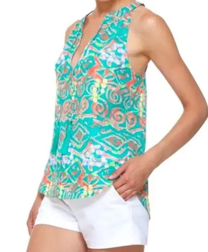 Cooper and Ella Copper & Ella Coral Reef Print Sleeveless Laya Tassel Top Size S