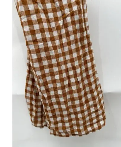 Saylor Jumpsuit Women Medium Orange White Bohemian Wide Leg Western Gingham RTR