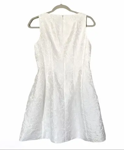 Alexia Admor White Jacquard Bateau Neck Fit and Flare Dress Size Medium