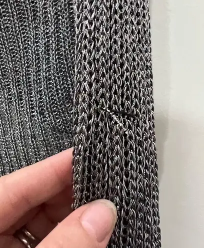 FLAWED NEON BLONDE Silver Metallic Knit Liberty Sweater Size Medium $115 Gray