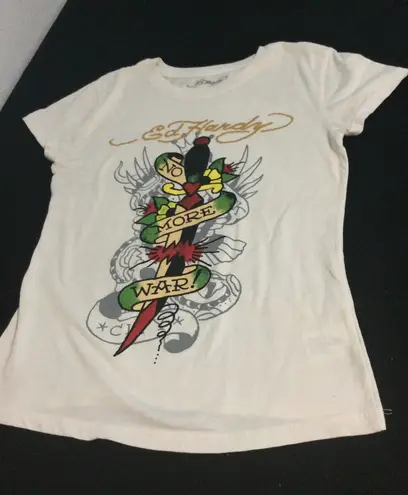 T Shirt Medium Y2K Tattoo Graphic No More War Don Ed Hardy M