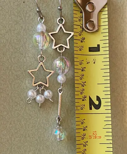 Handmade unique Kawaii vintage fairy y2k whimsical style star dangle earrings🌙👼💕⭐️