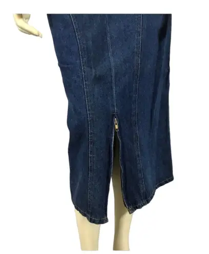 Cap Ferrat long denim skirt with zipper slit closing size 13 Blue