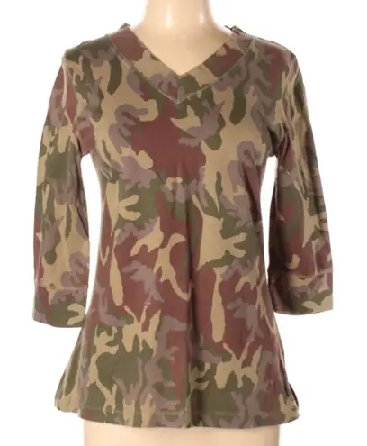 Norma Kamali 100% Organic Cotton Camo Top Large