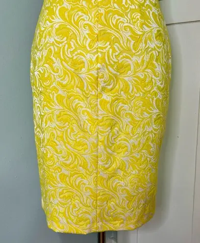 Cache  Floral Cutout Sheath Dress Yellow & White Size 2