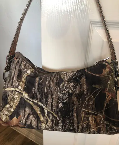 Camouflage Purse With Embellished Crystal Strap Green