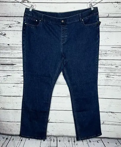 Denim & Co . Signature NWT 28W Blue Denim Perfect Flex Straight Leg Pull-On Jeans