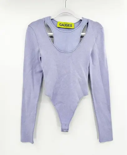 Gauge81 Lilac Purple Gyda Ribbed Long Sleeve Layered Bodysuit Size M Size M