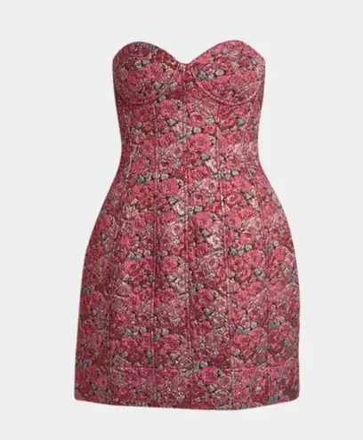 Liv Foster Strapless Floral Jacquard Mini Dress Pink Size 8