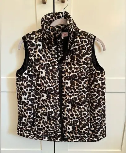 Pink Lily Pink Lilly Leopard print puffer vest size small