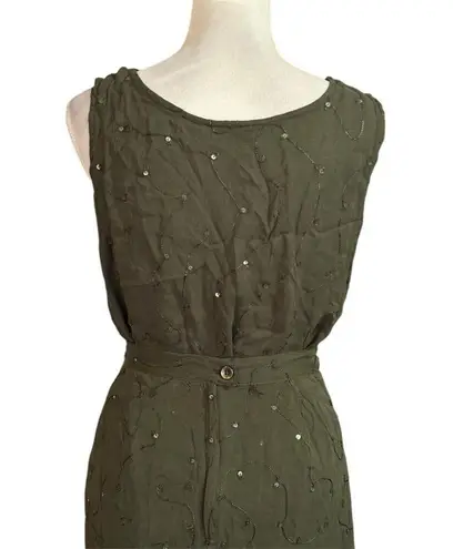 Gantos 2 Piece Skirt Set Green Embroidered Whimsical Floral Resort Wear S READ