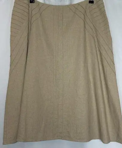 Christopher & Banks Size 10 Natural Beige Lagenlook Linen Blend Midi Skirt Lined