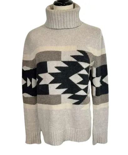 360 Cashmere  Willa 100% Cashmere Turtleneck Sweater Southwestern Aztec