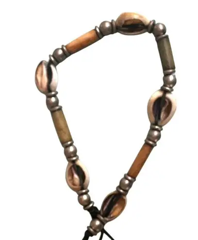 Vintage Cowrie Shell & Bone Bead Choker Necklace