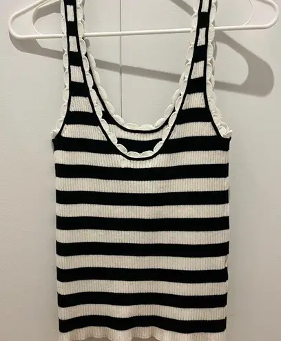 Mango  black and white stripe knit tank top