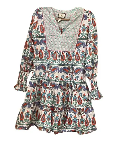 Tuckernuck Teal and Seagrass Block Print Kenzo Dress Coverup V