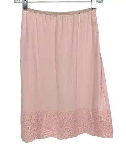 American Vintage Vintage Vassarette Slip Skirt Womens Small Pink Lace Trimmed Hem