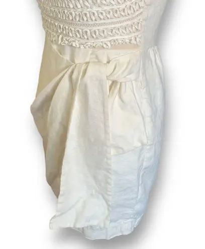 3.1 Phillip Lim Dress Cream Sleeveless Bow Embellished Ribbon Linen Silk Mini