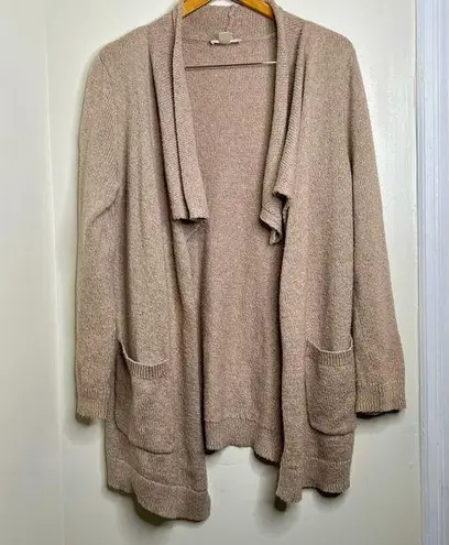Motherhood Maternity Open Front Cardigan Sweater Large Beige Pockets
