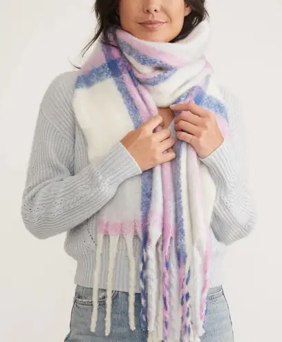 Marine layer Plaid Fringe Scarf Cozy Wool Blend Holiday 2023 One Size