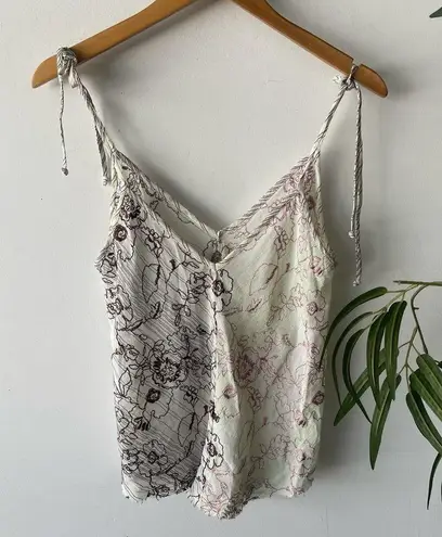 Wilfred Aritzia  Tank Top Womens XS Cream Boho Fairy Ellis Embroidered Camisole