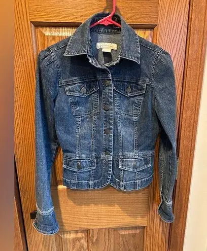 Calvin Klein Peplum Denim Jacket Fitted Size Small Jean Jacket 90’s Y2K vintage Blue