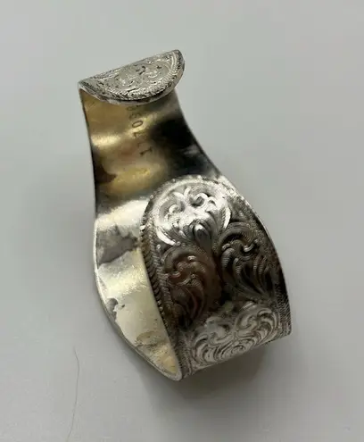 Vintage silver cuff with gold longhorn Silver