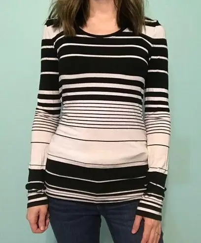 **3/$15** BCBG Max Azria Black and White Striped Long Sleeve Tee