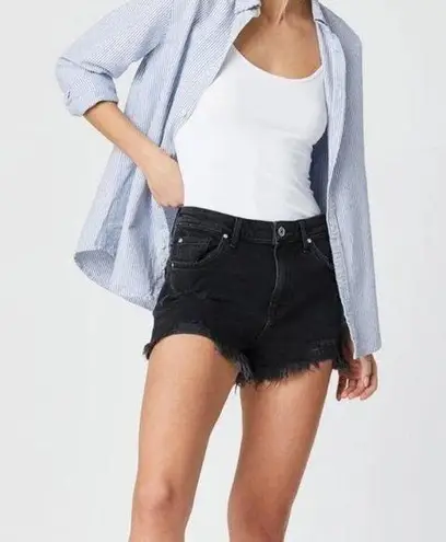 Mavi Rosie Boyfriend Shorts High Rise Smoke Ripped 90s Black Denim Shorts Size 27