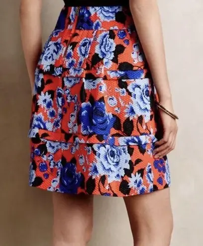 HD in Paris Lyanna Floral Skirt Small Red Blue Anthropologie Feminine Bloomcore