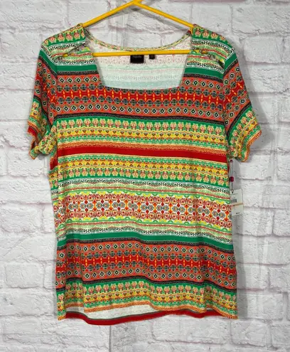 Rafaella Women's Multicolor Patterned Short Sleeve Shirt Size 2X NWT